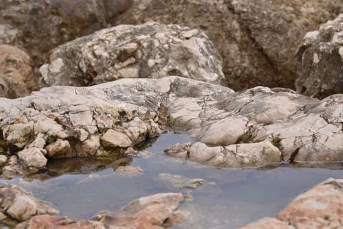 Stones Water Reflection Costa Landscape Sea Rocks