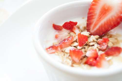 Strawberries Fruit Muesli Food Breakfast Healthy