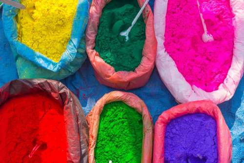 Street Market Colorful Colors Powder Nepal Holy