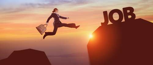 Success Business Woman Career Jump Risk Reach Job