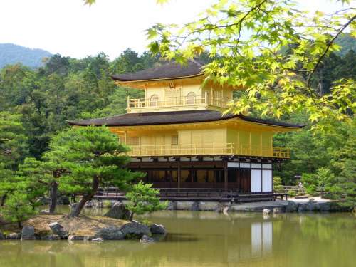 Summer Temple Of The Golden Pavilion Japan