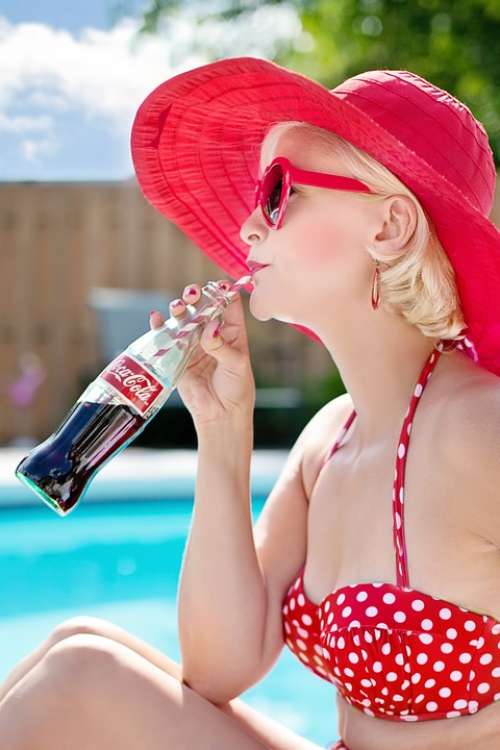 Summer Pool Woman Red Vacation Water Resort