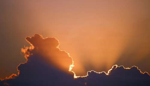 Sun Sky Clouds Dark Cloud Sunset Glowing Orange