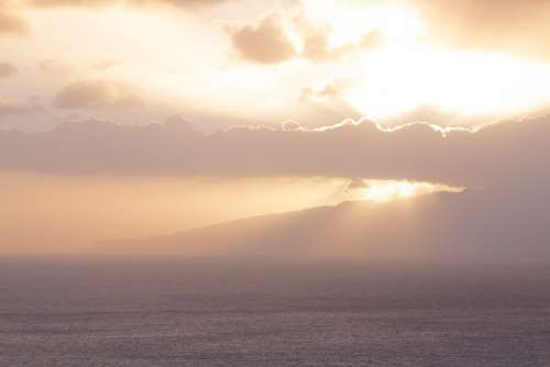 Sun Clouds Abendstimmung Sea Island Mainland Sky