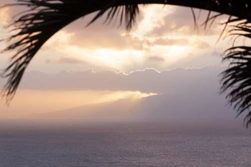 Sun Clouds Abendstimmung Sea Island Mainland Sky