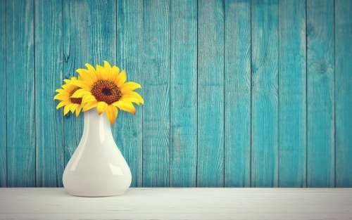Sunflower Vase Vintage Retro Wall Wood Flowers