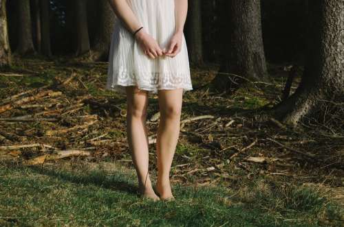 Sundress Summer Dress Girl Woman Legs Forest