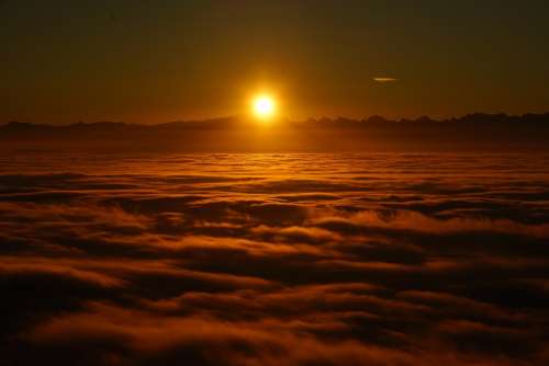 Sunrise Selva Marine Clouds Sea Of Fog Fog Lights