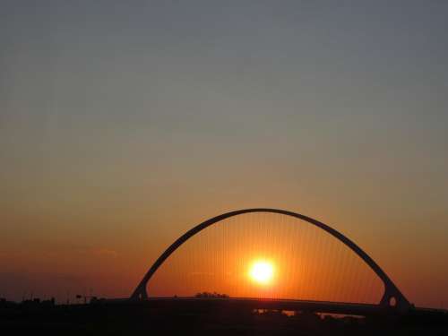 Sunrise Morning Silhouette Bridge Sun