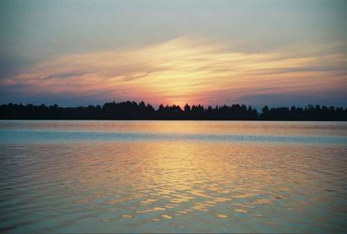 Sunrise Sunset Lake Horizon Clouds Orange Dawn