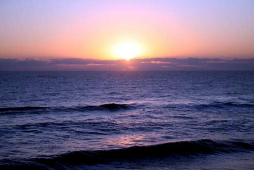 Sunrise Sea Morning Ocean Wave Sky Seascape Dawn