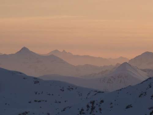 Sunrise Swiss Alps Mountains Sky Morning Mood