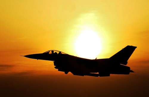 Sunrise Airplane Sky Fighter Sun Bright Jet