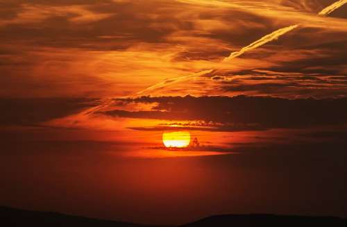 Sunset Clouds Colors Sky Light Red Color Evening