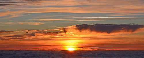 Sunset Sun Twilight Sea Clouds Sky