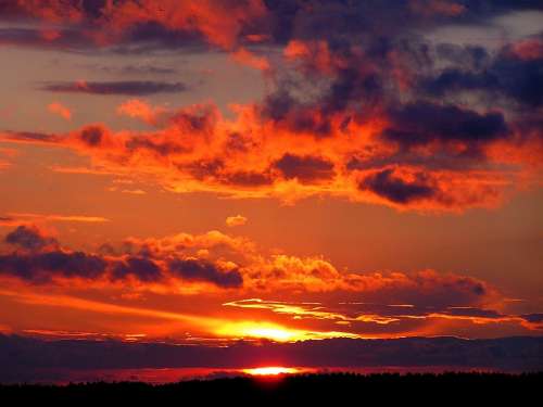 Sunset Summer Clouds Sky Red Orange Twilight