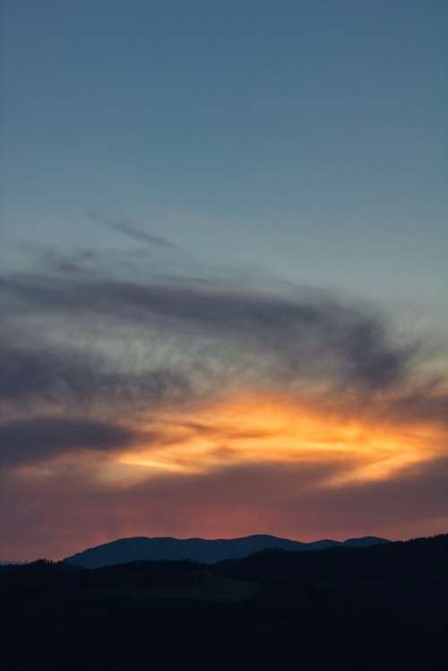 Sunset Clouds Mountains Sky Landscape Evening