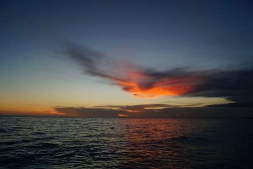 Sunset Sea Ocean Sky Clouds Evening Nature Dusk