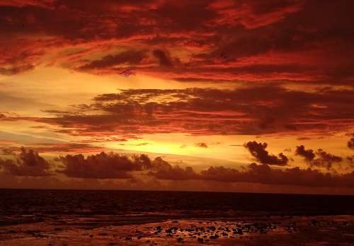 Sunset Galle Sri Lanka Evening Golden Beautiful