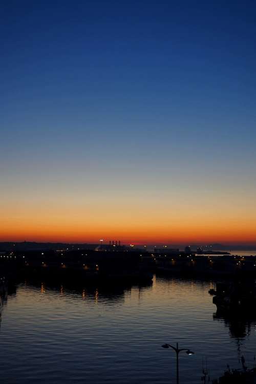 Sunset Landscape Sea Port Horizon Color
