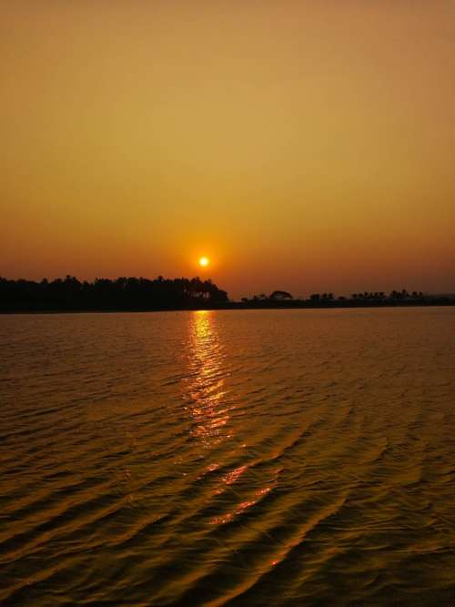 Sunset Nature Silhouette Pond Reflection Sky