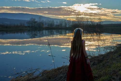 Sunset Lake Girl