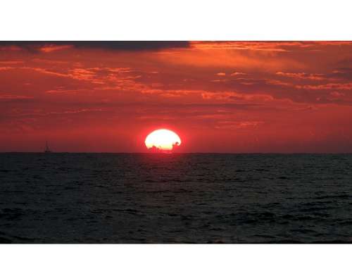Sunset Sun Twilight Sky Sea Nature Yacht Large