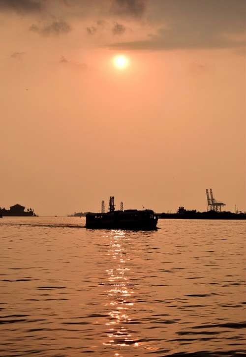 Sunset Nature Boat Sky Evening Dusk Sea Water