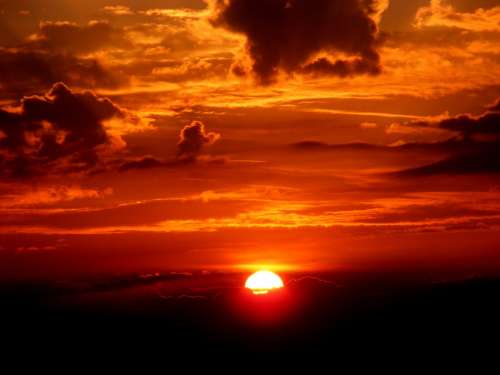 Sunset Sky Sun Cloud Twilight Red