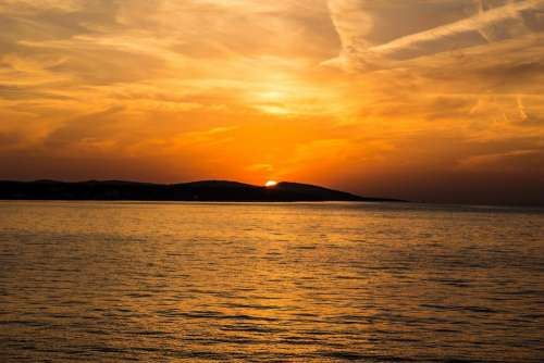 Sunset Sea Island Croatia Coast Adriatic Water