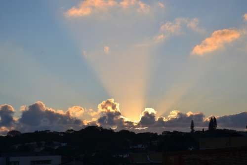 Sunset Sun Beam Brazil Sao Paulo Clouds Summer