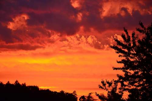 Sunset Afterglow Abendstimmung Red Clouds
