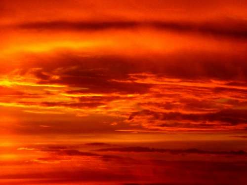 Sunset Sun Sky Cloud Red Fire In The Evening