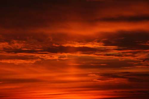 Sunset Sun Sky Cloud Red Fire In The Evening