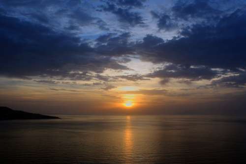 Sunset Sea Mediterranean Evening Sky Clouds