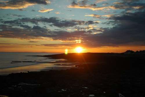 Sunset Wales Sea Sun Sky Orange Blue