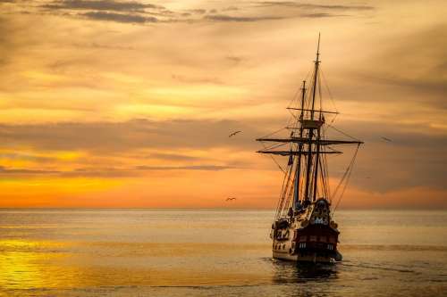 Sunset Sailing Boat Boat Sea Ship