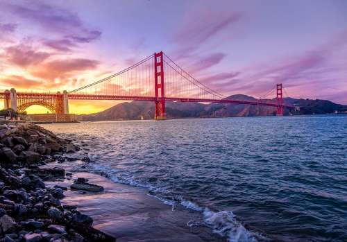 Suspension Bridge Golden Gate Bridge Bridge River