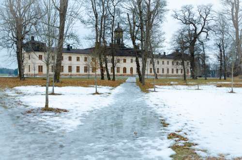 Svartsjöslott Castle Svartsjo Park Garden Winter