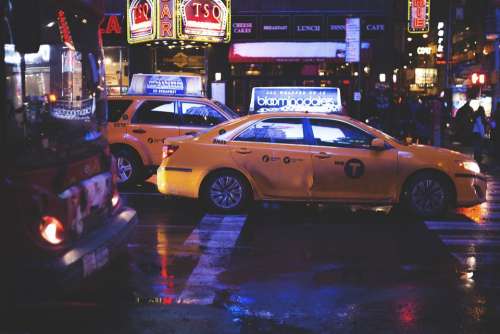 Taxi New York Cab City Urban Street Manhattan
