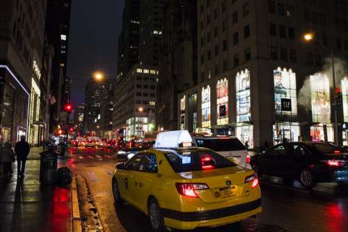 Taxi Yellow Cab City Urban Street Car