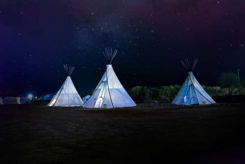 Teepee Night Sky Stars Camping Adventure Outdoors