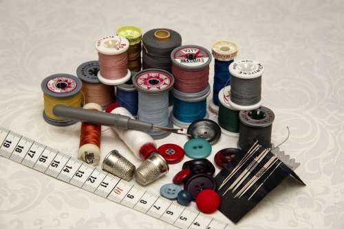 Thread Needle Buttons Crafts Sewing Needles