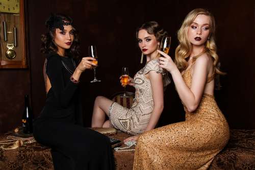 Three Women Fashion Hair Glamour Luxury Blonde