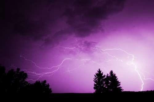 Thunderstorm Lightning Bolt Clouds Danger Dark