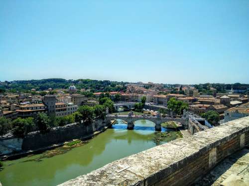 Tiber Rome Landscape Sky Summer Bridge River Sun