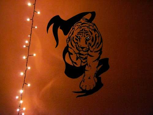 Tiger Wall Mural Lichterkette Banner Art