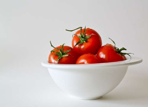 Tomatoes Vegetables Food Fresh Red Porcelain Bowl