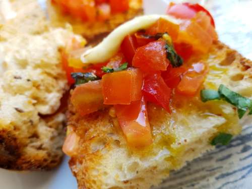 Tomatoes Bread Food Aperitif