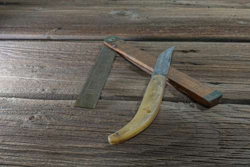 Tool Knife Folding Rule Work Workshop Old